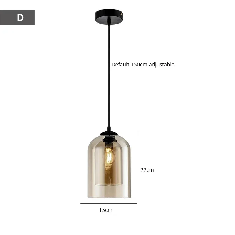 Modern Loft Glass Lustre Pendant Light LED Nordic Hanging Industrial Decor Lights Fixtures E27/E26 for Kitchen Restaurant Lamp 4