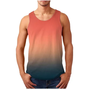 Canotte da uomo con lupo retrò stampato in 3D T-shirt con motivo sfumato colorato Top casual da strada con scollo tondo sportivo allentato estivo 1