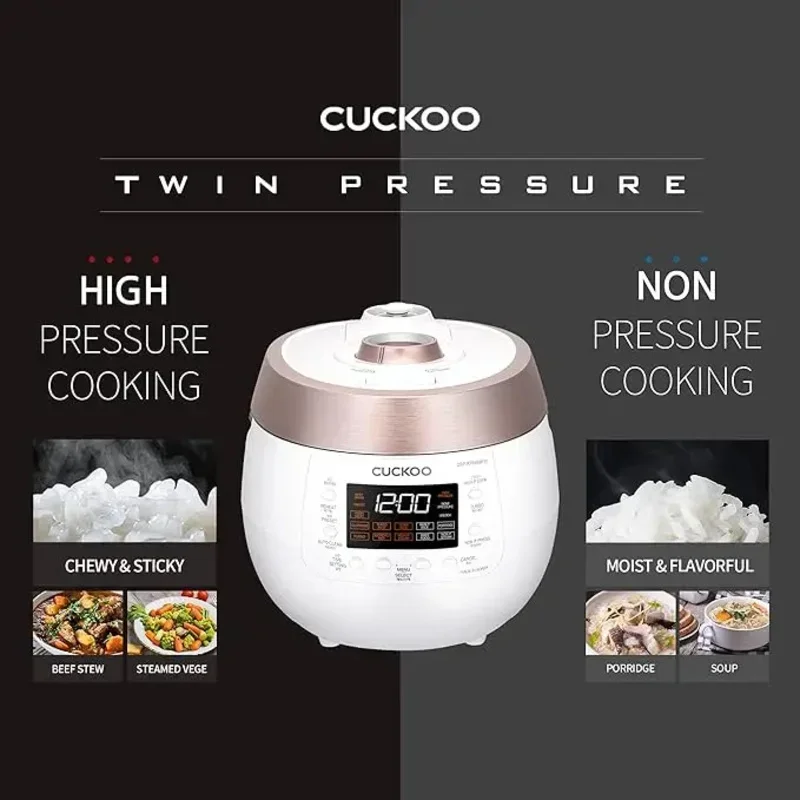 QWQWCuckoo 6 cup Twin Pressure Plate Rice Cooker & Warmer with High Heat,GABA,Mixed,Scorched,Turbo,Porridge,Baby Food,Steam