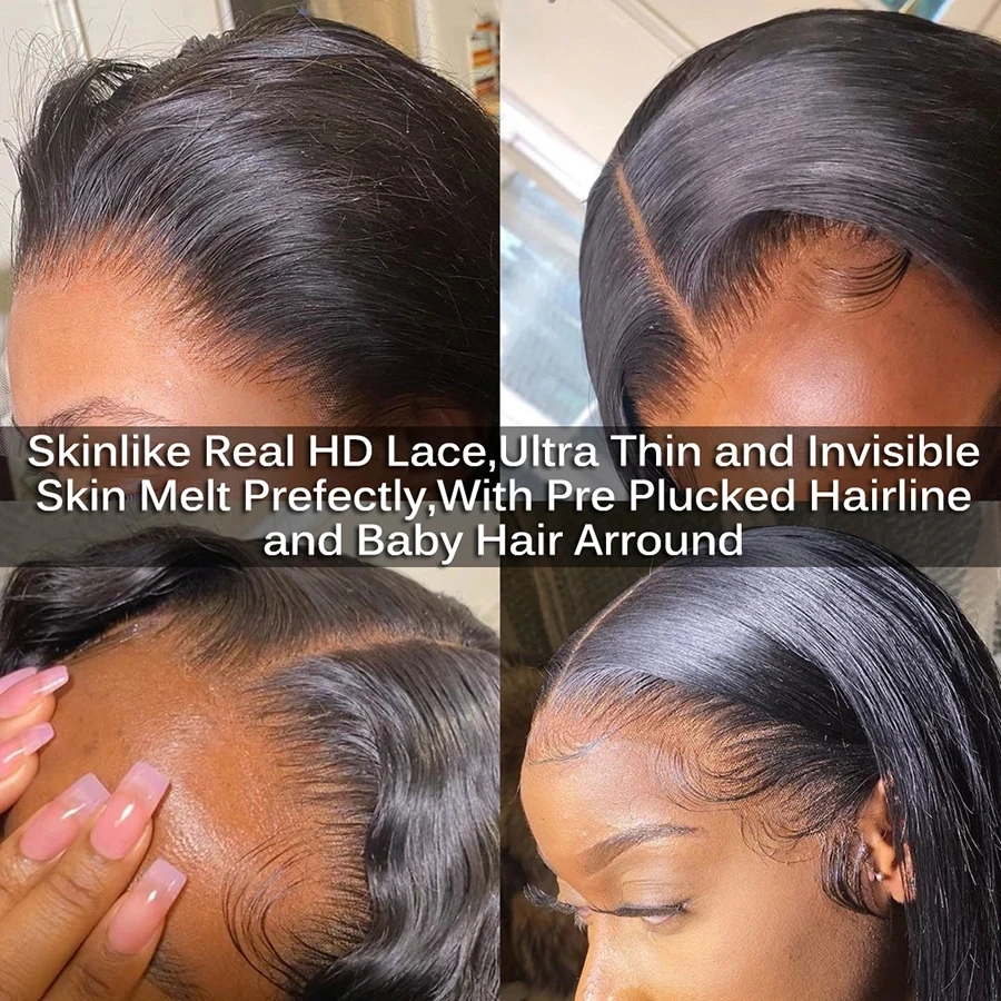 Glueless Wigs Kinky Straight Melt Skins 7x7 HD Lace Closure Wig Yaki Brazilian Hair Natural Scalp 13x4 HD Lace Front Human Wig