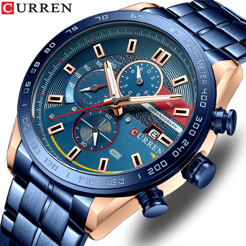 

CURREN Brand New Fashion Men's Watch Top Luxury Sports Chronograph Quartz Waterproof Luminous Watch Men's часы мужские наруч
