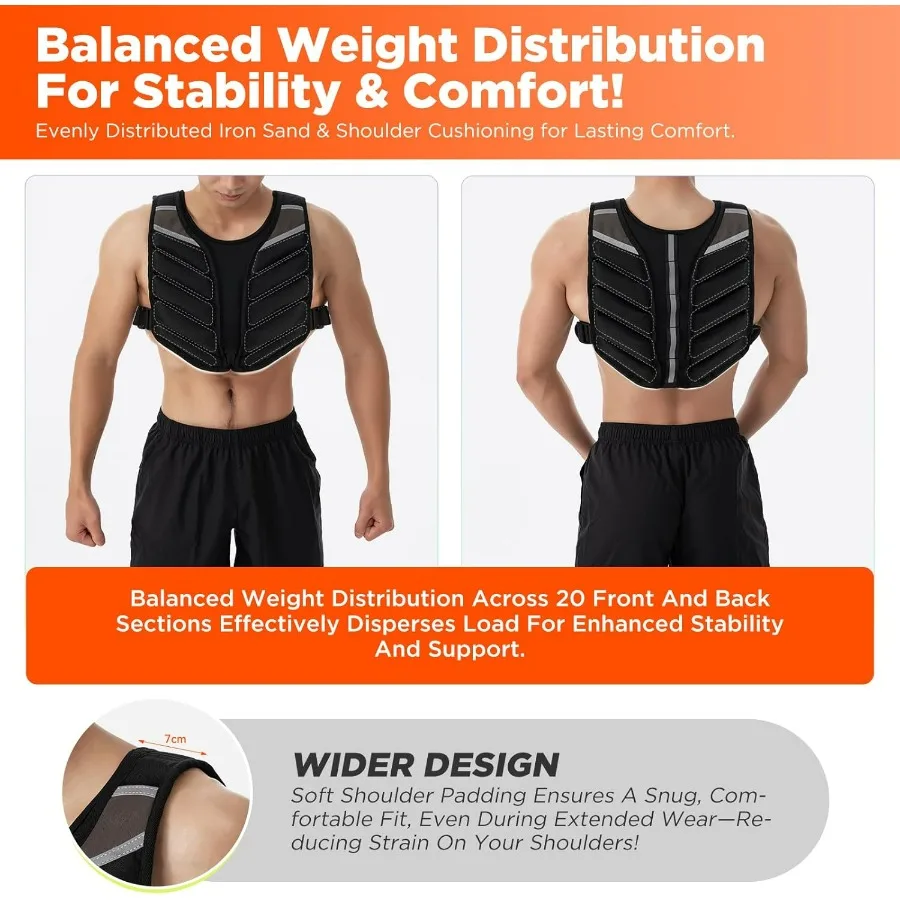Weighted Vest for Men and Women with Reflective Stripes 15LB Adjustable Buckle Straps Weight Vests for Strength Training, Runnin