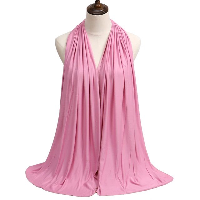 Modal Cotton Jersey Hijab Scarf Long Muslim Shawl Plain Soft Turban Tie Head Wraps For Women Africa Headband 170x60cm 5