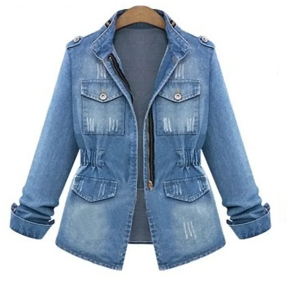 Women's Style Jackets European and American Women's Denim Jacket Do Old Temperament Skinny Denim Jacket