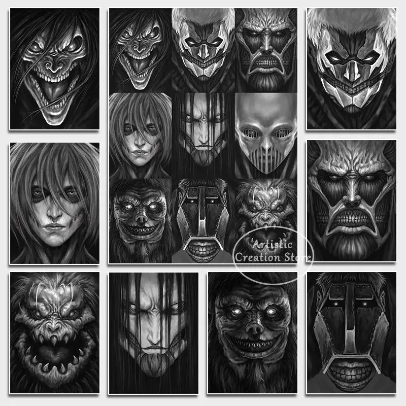 Nine Titans Poster Attack On Titan Anime Beast The Founding Titan Colossal Titan Print Canvas