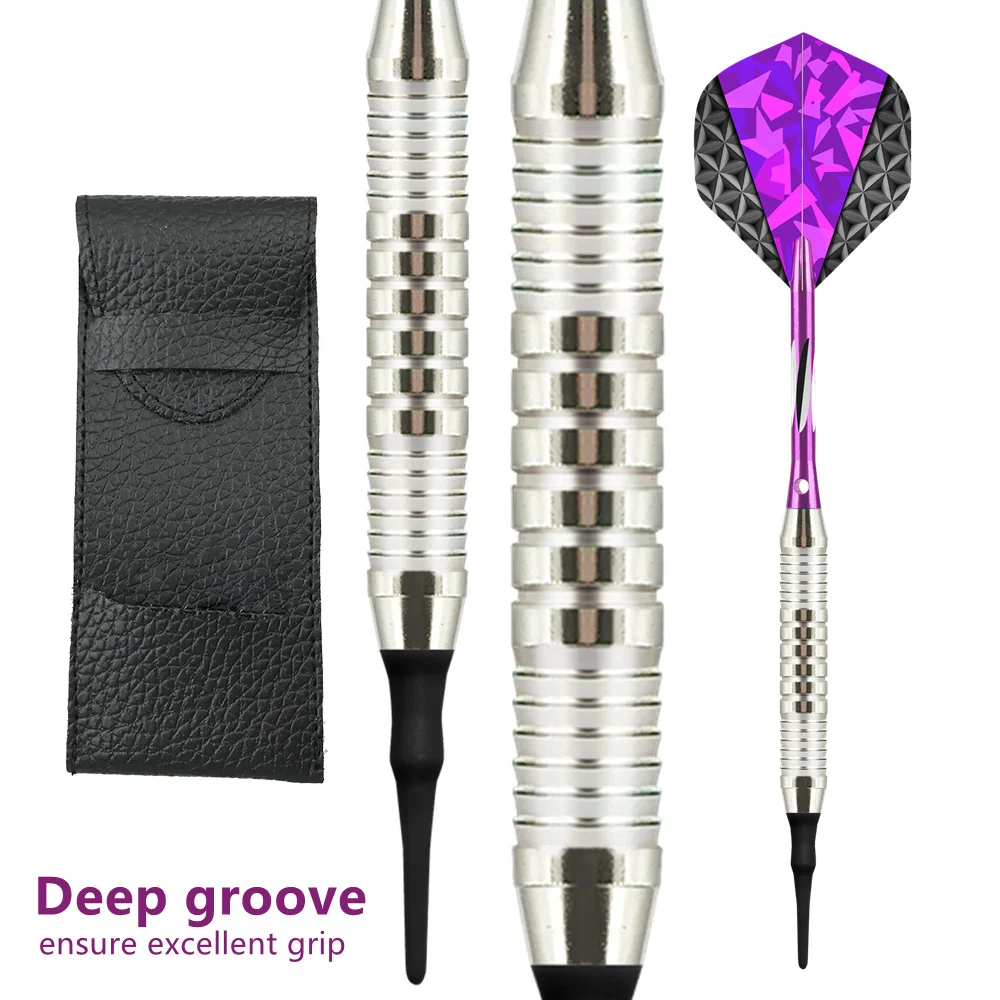 

18g Soft Darts 3pcs/ Set of Entertainment Competitive Safety Darts with Fantasy Purple Aluminum Alloy Rod Laser Leaf Series