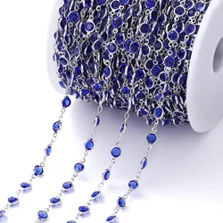 1 Meter 6mm Colorful Crystal Beaded Glass Chain - 1 Meter (Purple - Rhodium)