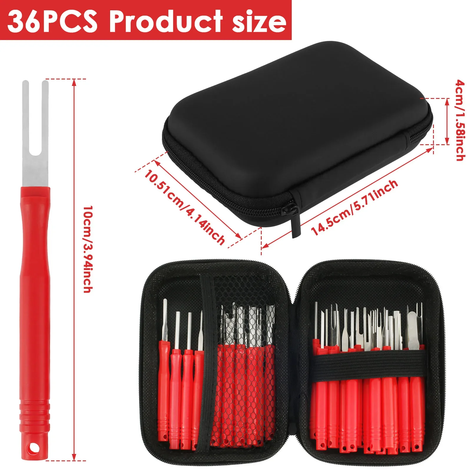 36Pcs Car Terminal Removal Kit Reusable Electrical Wire Plug Connector Pin Release Tool Stainless Steel Pin Extractor Tools 6