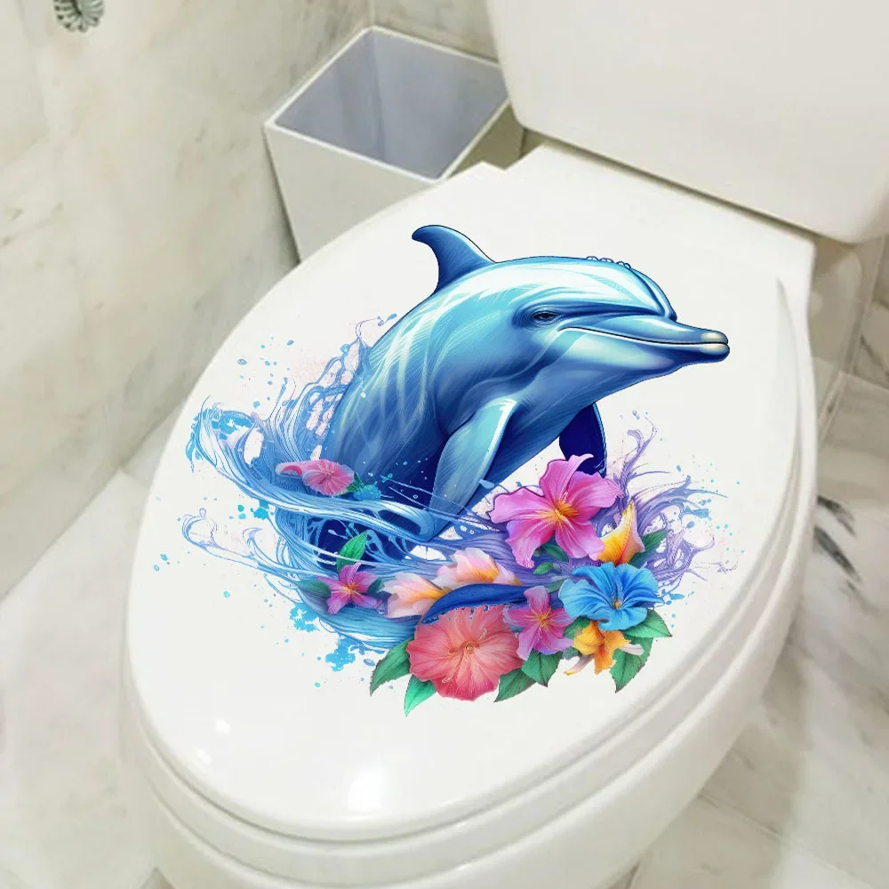 1Pc Ocean Style Dolphin Toilet Cover Sticker