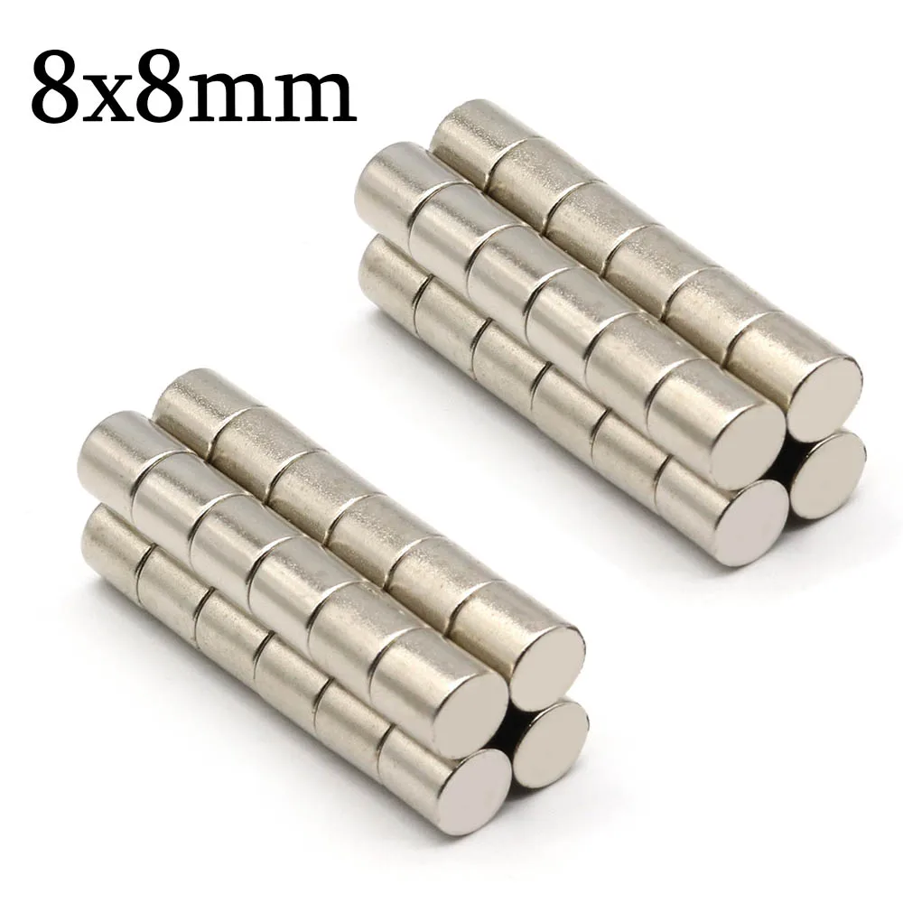 8mmx8mm Superstarker Runder Neodym-Magnet Leistungsstarke Magnete N35 Kleiner Permanenter Magnetischer NdFeB Kühlschrankmagnet 8x8 – Detail 1