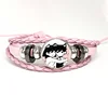 Omori Sunny And Mewo Pink Leather Bracelet Glass Cabochon Button Multilayer Bangles Wristband Gift 4
