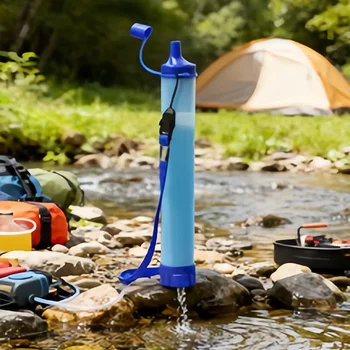 เครื่องกรองน้ํากลางแจ้ง แคมป์ปิ้ง เดินป่า ชีวิตฉุกเฉิน เครื่องกรองน้ําแบบพกพา เหมาะสําหรับลําธาร ทะเลสาบ แคมป์ปิ้งกลางแจ้ง 2