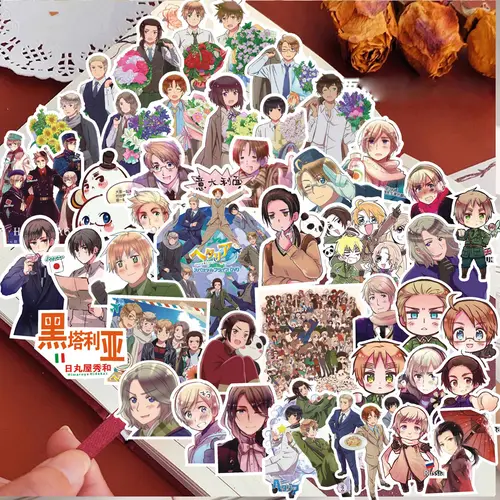 65Pcs Hetalia APH Anime Peripheral Stickers DIY Handbook Decoration Phone Case Cup Skateboard Waterproof Graffiti Stickers - Image 5