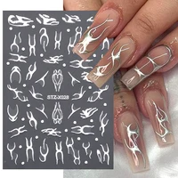 3D Metal Silver Flame Nail Stickers Bronzing Chrome Stripe Line Sliders Design Manicure French Nail Art Decoration Y2K Decals 2