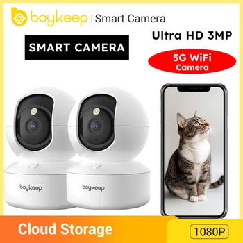 BoyKeep 2PCS Upgrade Camera Pet & Baby Surveillance Motion Capture 5G/2.4GHz, View Remotely 360° Night Vision Pan & Tilt 2-Way A