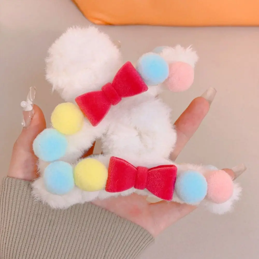 Soft Candy Color Hair Claw Ponytail Holder Faux Fur Cute Plush Hairpin Headwear Hair Clip Sweet Hair Rope Decoration resin hedgehog pen holder decoration pencil
