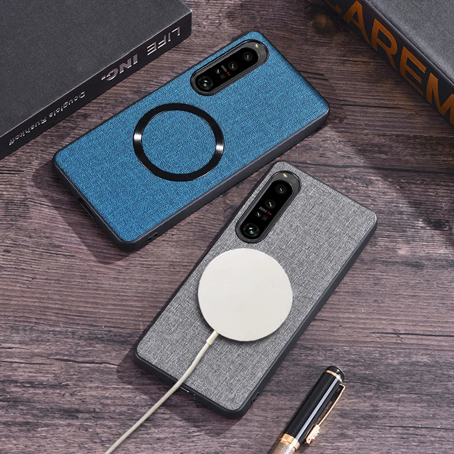 MagSafe Magnetic Leather Case with Cloth Wireless Charging Cover