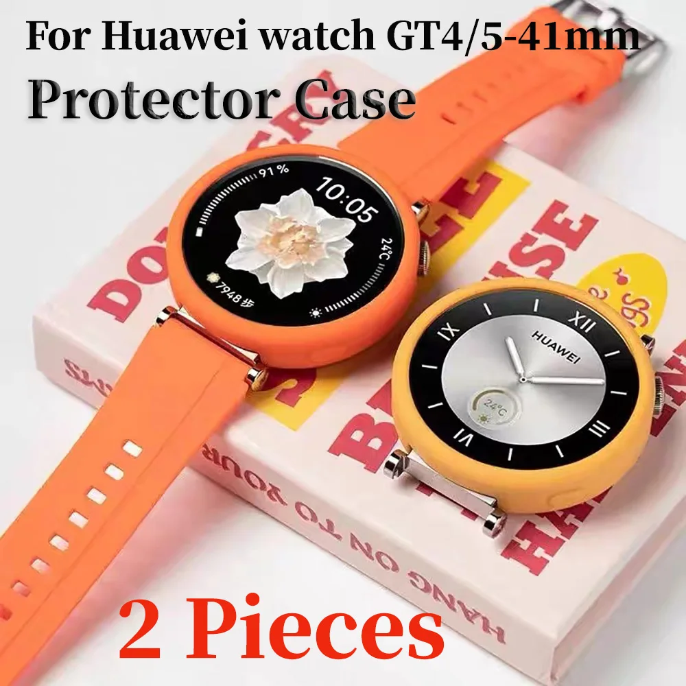 Soft Silicone Shockproof Watch Protector Case - 2-Pack Anti-Scratch Frame Cover Accessory