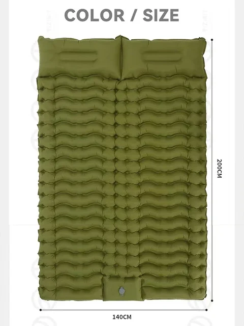 Outdoor 2 Persons Travel Bed Air Mat Double Sleeping Pad for Camping Self-Inflating Mat Sleeping Mattress with Pillow for Hiking 2
