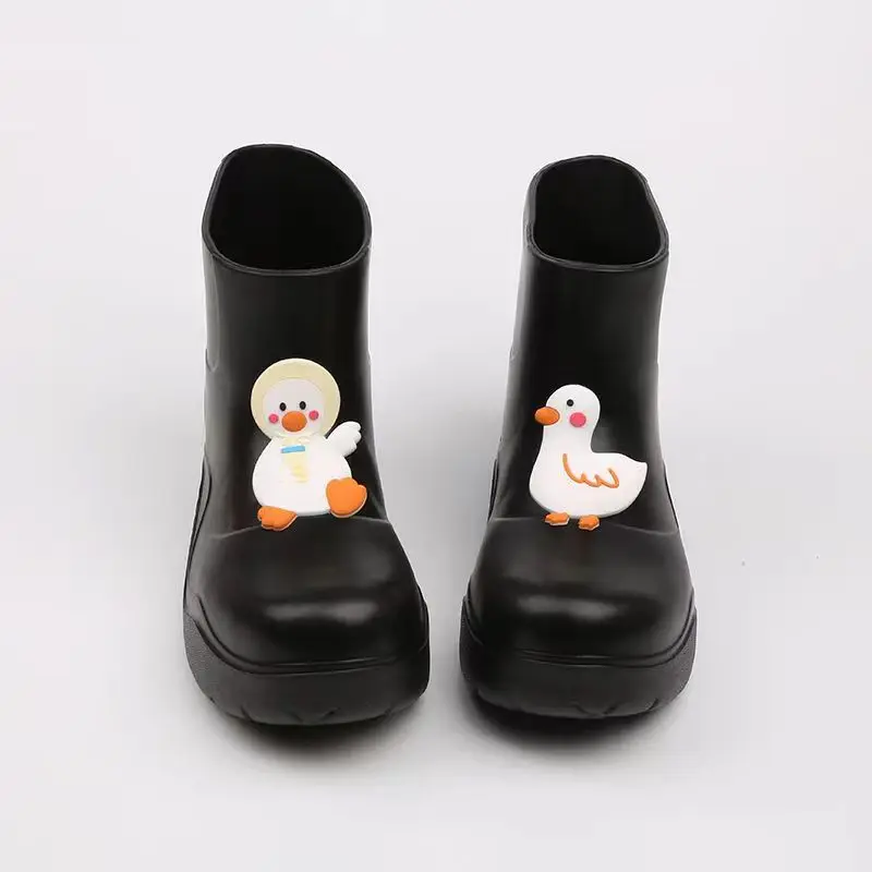 Women's Spring Autumn Rain Shoes Soft Bottom Non Slip Were Resistant High Top Cover Foot Cartoon Rain Shoes Working Shoes