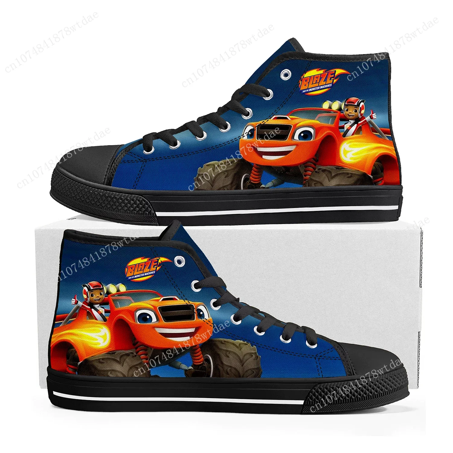 

Blaze And The Monster Machines High Top Sneakers Mens Womens Teenager High Quality Canvas Sneaker Anime Casual Custom Made Shoes