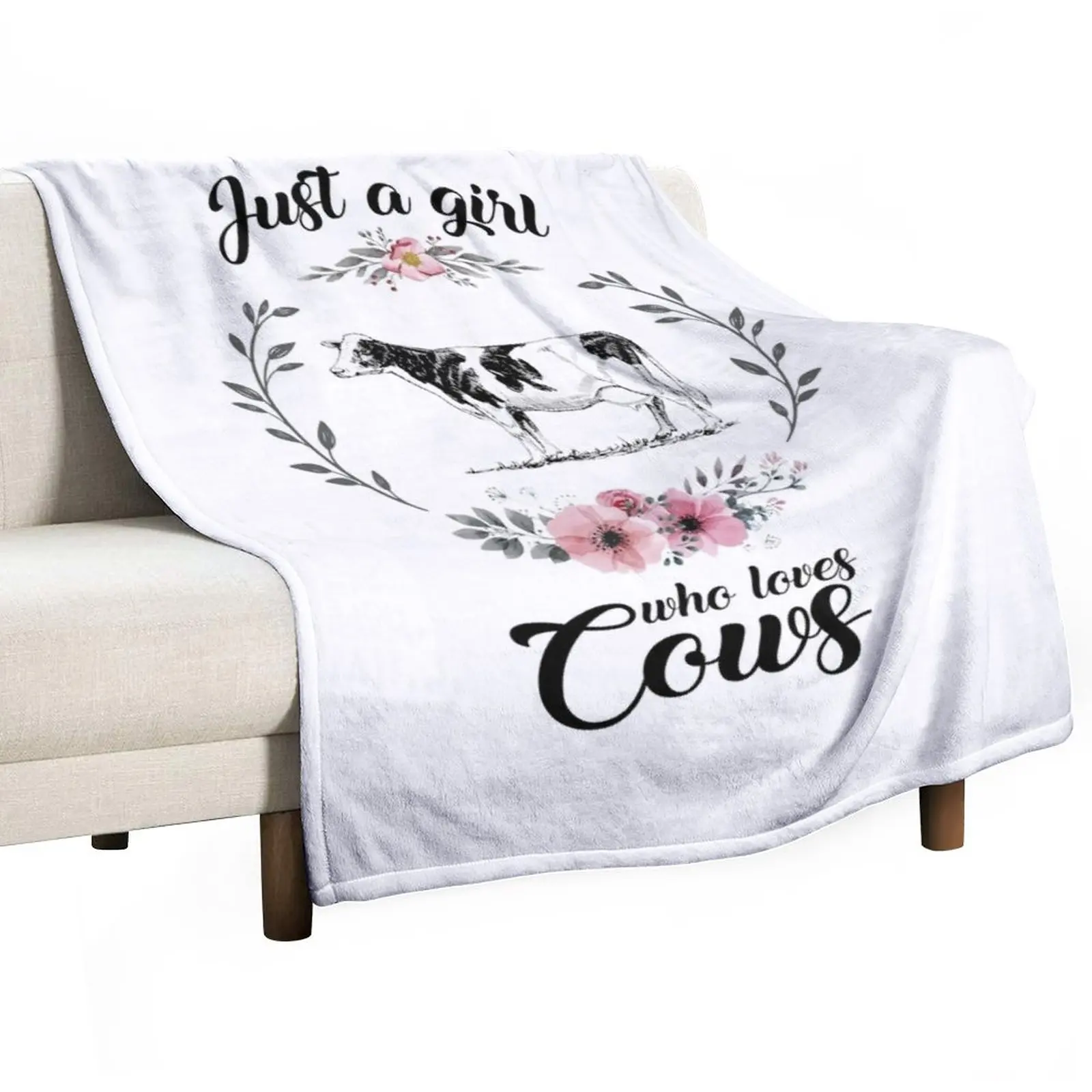 

Girl's Cow Just a Girl who loves Cows Cow Lover Cow Mom Cow Owner Cow Gift for Women Farm Gift Throw Blanket Cute Blanket Plaid