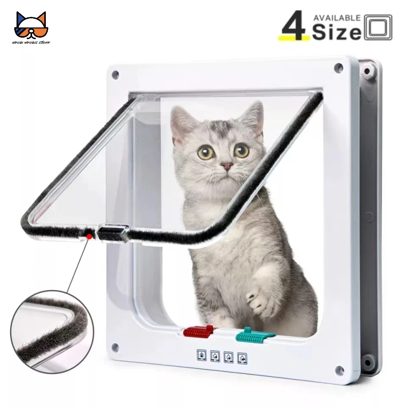 Cat Flap Door with 4 Way Security Lock Controllable Switch Transparent