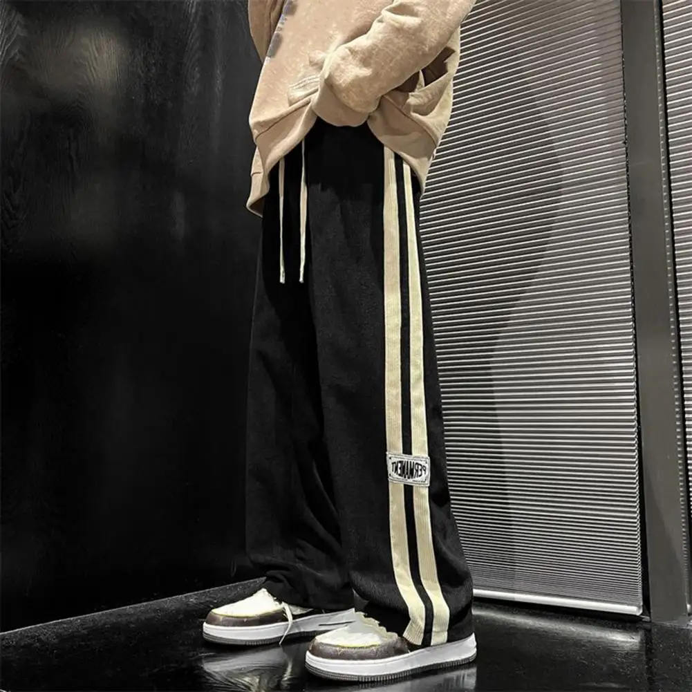 

Men Casual Pants Retro Striped Men's Sweatpants with Elastic Waist Wide Leg for Comfortable Street Style Soft for Casual for Men