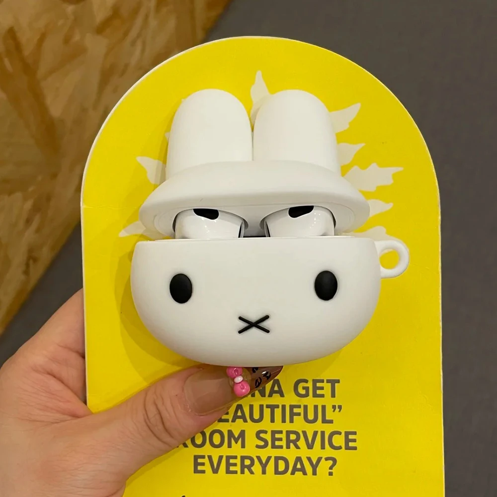 Miffy Rabbit Schutzhülle für Airpods4, niedliche Hülle, Apple 1/2 Generation, kabellose Bluetooth-Ohrhülle, Pro3, Generation, Silikon, weiches Geschenk