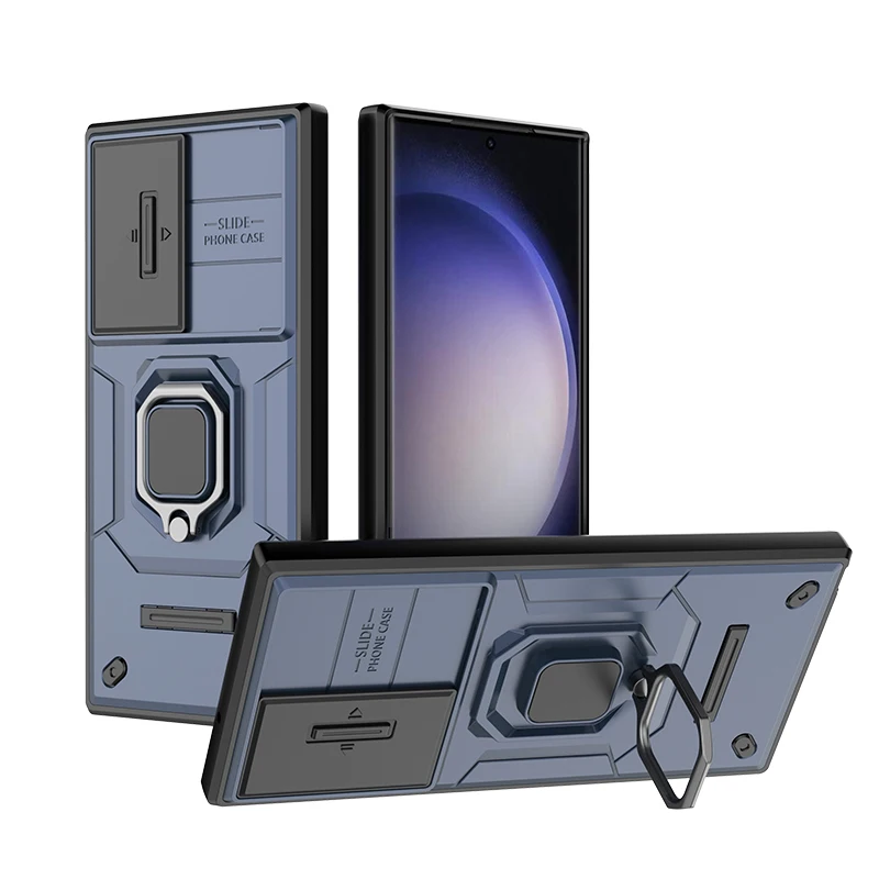 Armor Phone Case With Camera Slider Ring Stand For Samsung_voghion.com