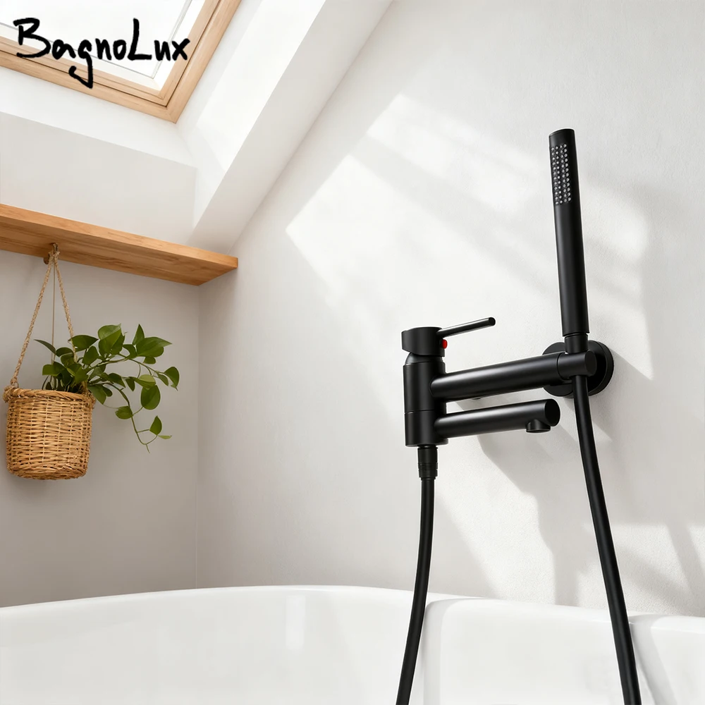 ชุดก๊อกน้ำฝักบัวติดผนังแบบร้อนและเย็น พร้อมฝักบัวมืออาบน้ำ สำหรับอ่างอาบน้ำและห้องน้ำ 1