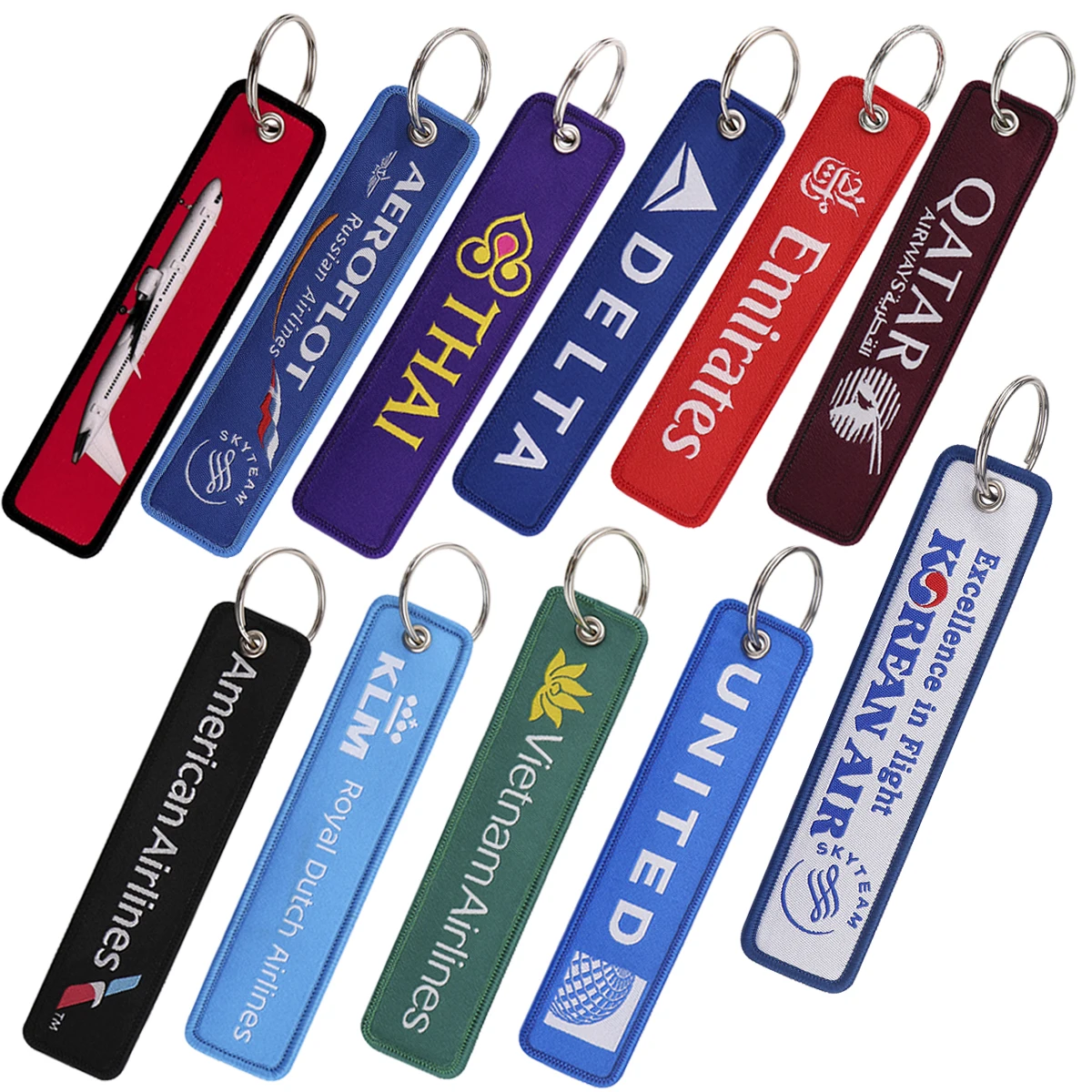 Aviation Key Tags Airline Travel Embroidery Key Fobs Keychain for Car Motorcycles Cosplay Accessories Toys Gifts