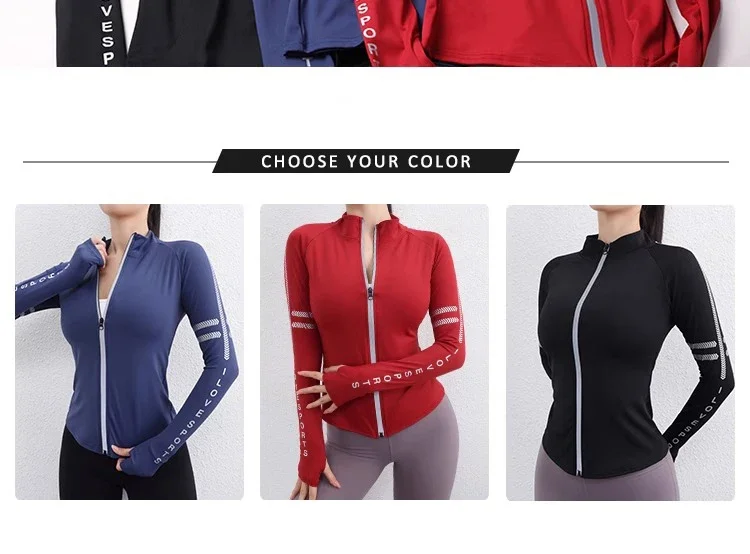 Description Picture 6 of itemWorkout Track Sports Zip Up Jacket Womens Sports Fleece Sweater Jacket Fast Drying Zip Up Sleeve Sports Jacket