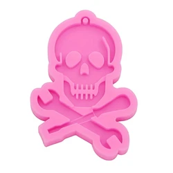 Shiny Skull Wrench Epoxy Resin Mold Keychain Pendant Silicone Mould DIY Crafts Jewelry Necklace Earrings Clay Polymer Casting