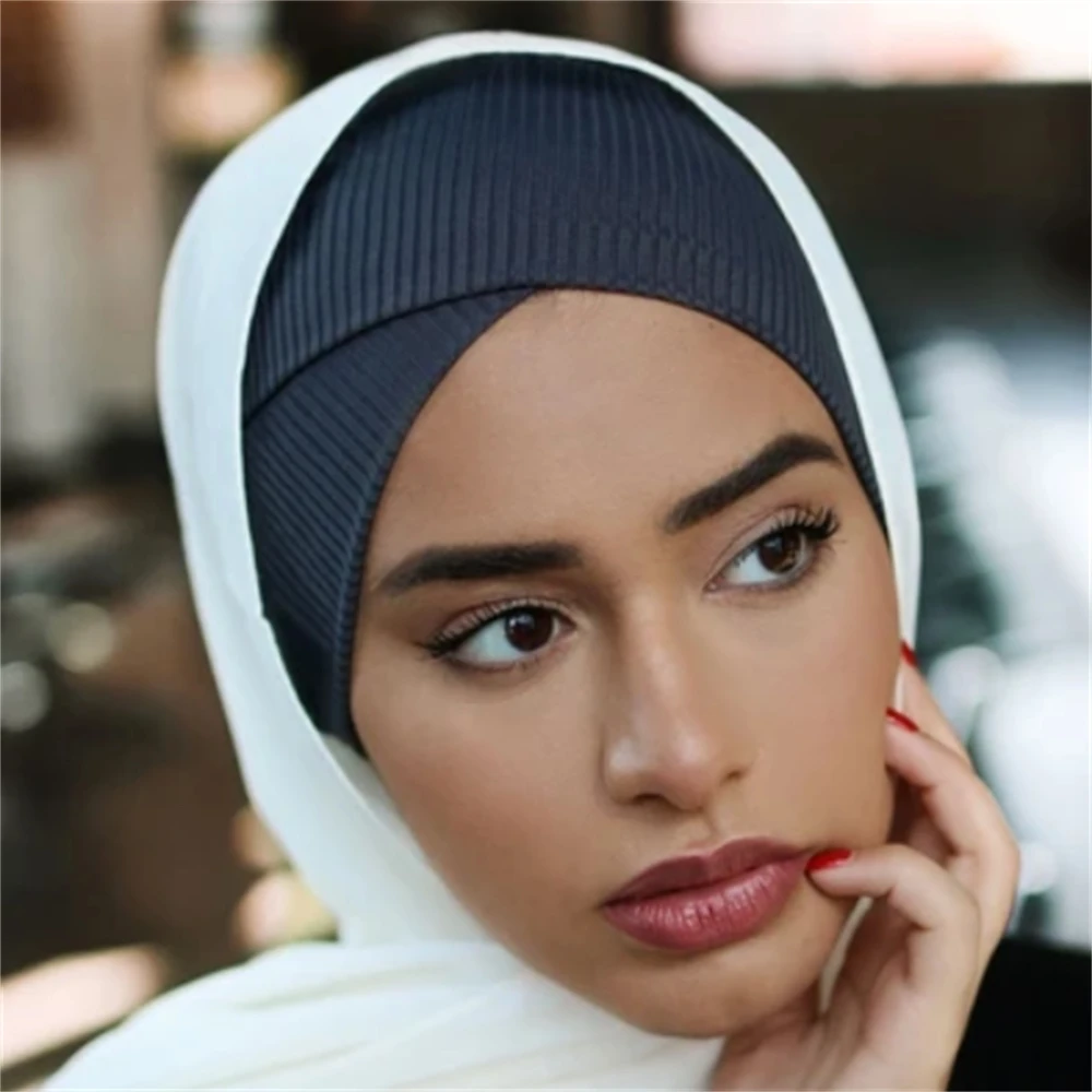 

Soft Muslim Women Underscarf Ribbed Jersey Hijab Cap Islamic Knitted Head Wear India Hats Bonnet Turkish Scarves Arab Band 2023
