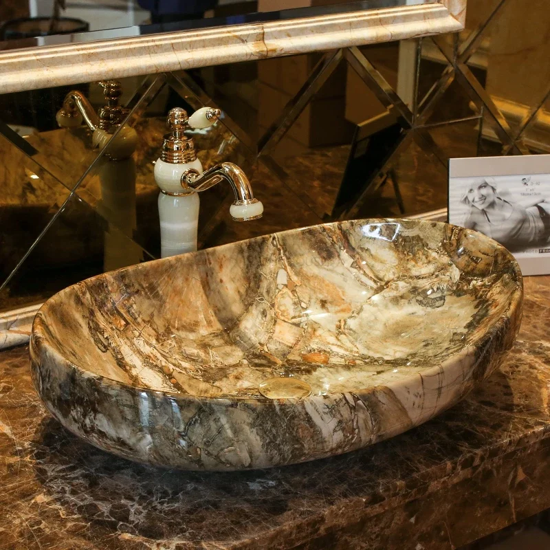 ยุโรปเคาน์เตอร์อ่างล้างหน้าอ่างล้างหน้าอ่างล้างหน้าเซรามิคห้องน้ําอ่างล้างหน้าโรงแรม Art อ่างล้างหน้าบ้านระเบียงขนาดเล็กอ่างล้างจาน 1