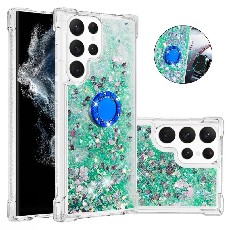 Shockproof Liquid Case For Samsung Galaxy S22 Ultra S21 Plus S20 FE A73 A53 A13 A52 A72 A32 A33 Quicksand Glitter Ring Cover silicone cover with s pen