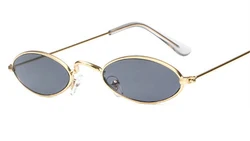 Red Retro Oval Vintage Sunglasses with Metal Frame and UV400 Protection (Gold Gray)