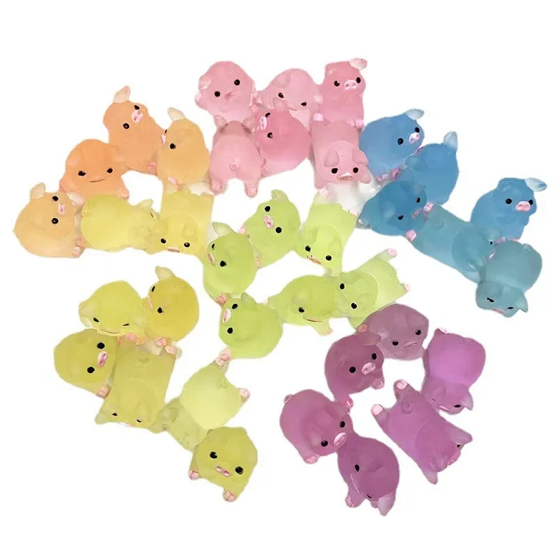 Resin Toy Accessories 5-50PCS Kids Glow Piglet Toy DIY Resin Accessories Cream Gel Material Decoration