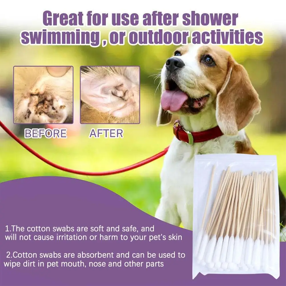 Dog Ear Cotton Swabs Pet Ears Eyes Cleaner Cotton Bud For Dogs Cats Water Absorbent Pet Mouth Nose Dirt Wipe Pet Supplies