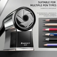 SUNWOOD X620 Metal Texture Manual Pencil Sharpener Auto Feed & Retract Large Capacity Alloy Steel Blade Gunmetal Gray Student Gi 5
