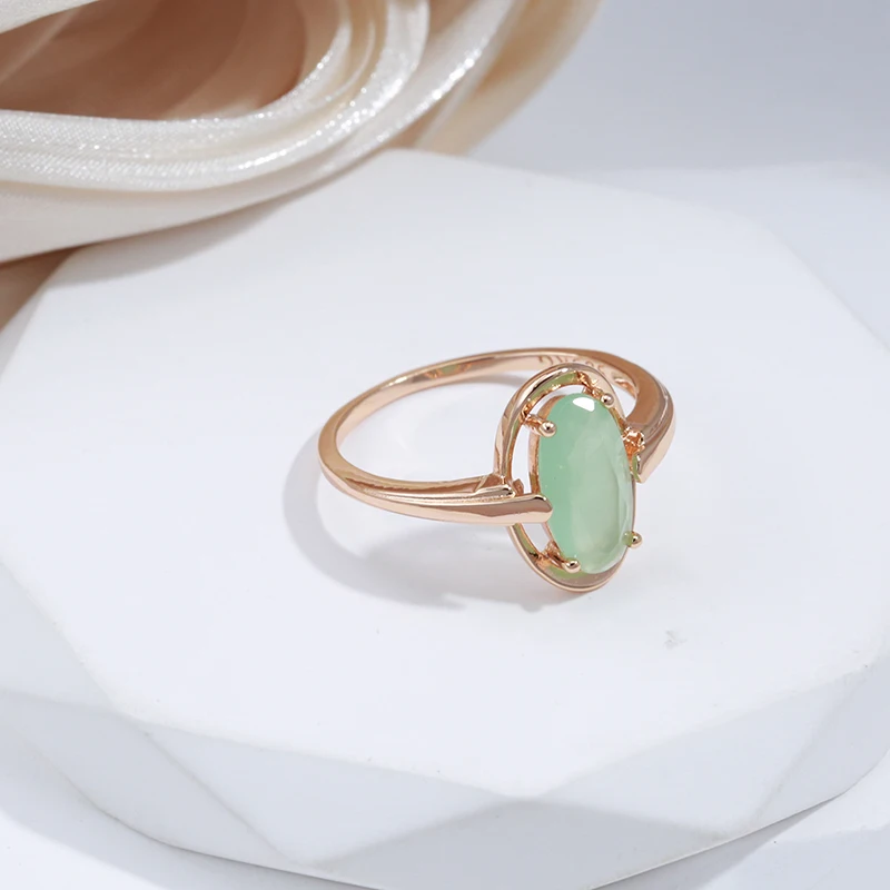 Wedding rings Womens ring Jewelry rings Ring jewelry Emerald Natural Zircon Rings For Women 585 Rose Gold Color Bride Wedding Fine Jewelry Luxury Daily Big Green Stone Rings