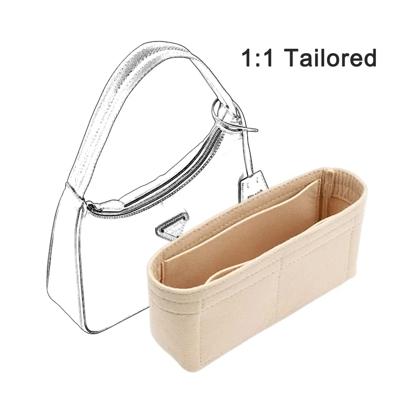 Bag Organizer Fits For Prada Hobo Bag Under Arm Cloth Insert Makeup Handbag Organizer Travel Inner Purse Portable Cosmetic Bags