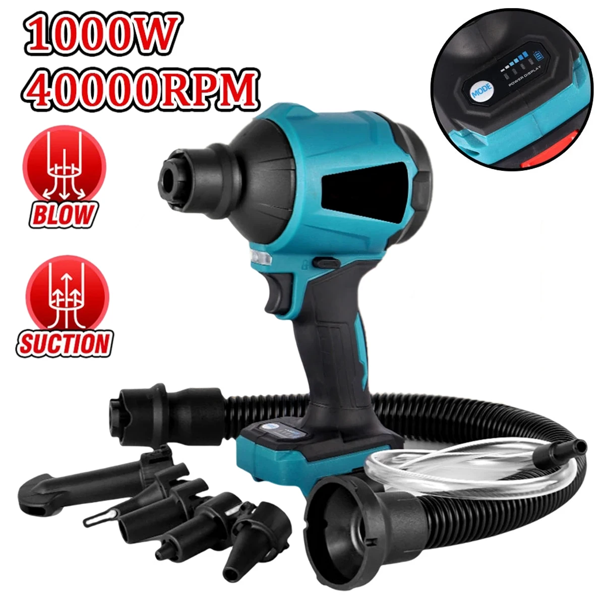 Cordless Dust Blower Electric Air Duster Inflator Vacuum 