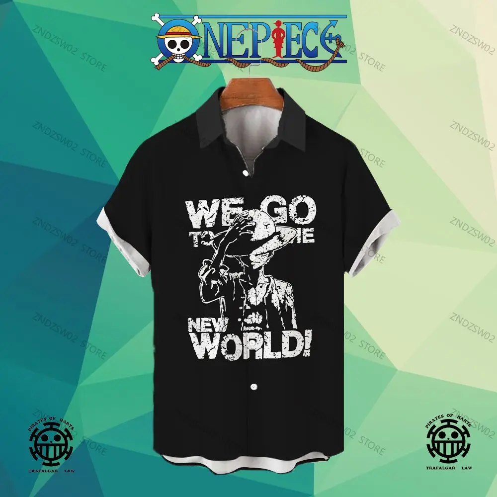 

Men's Shirts Anime Social Shirt One Piece 5Xl Clothes Monkey D Luffy Y2k Original Oversize High Quality Luxury Zoro Blouses Cool
