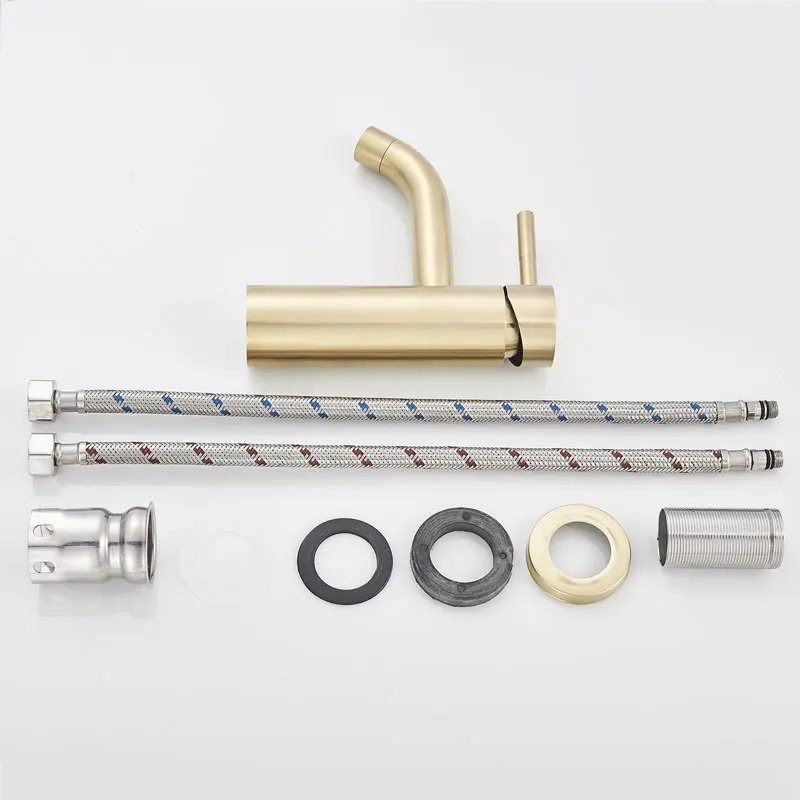 Brushed Gold Bathroom Faucet Modern Lavatory Vanity Sink Faucet Deck Mounted Mixer Toilet Basin Faucets Hot Cold Water Mixer basin faucet bathroom faucet