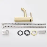 Brushed Gold ก๊อกน้ําห้องน้ําโมเดิร์นอ่างล้างหน้าอ่างล้างจานก๊อกน้ําติดตั้ง Mixer ห้องน้ําอ่างล้างหน้าก๊อกน้ําร้อนน้ําเย็น Mixer 6