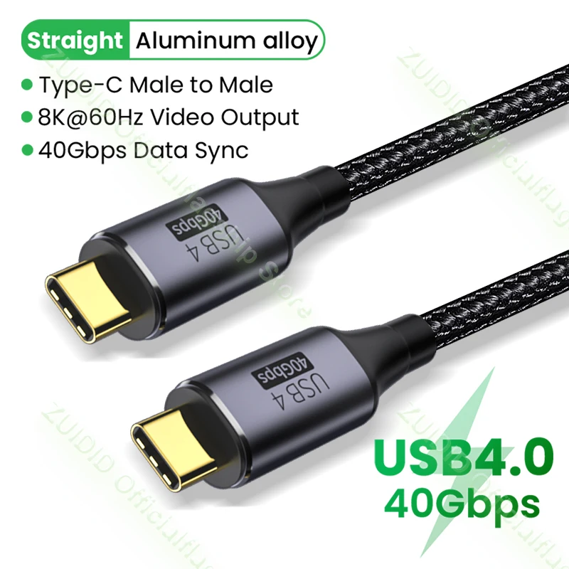 USB4.0 Thunderbolt 3 8K@60Hz Cable 40Gbps Data Cable PD 100W 5A Fast Charging USB Type C to Type C Cable For Macbook Pro 0.5/1m cable to connect phone to tv Cables