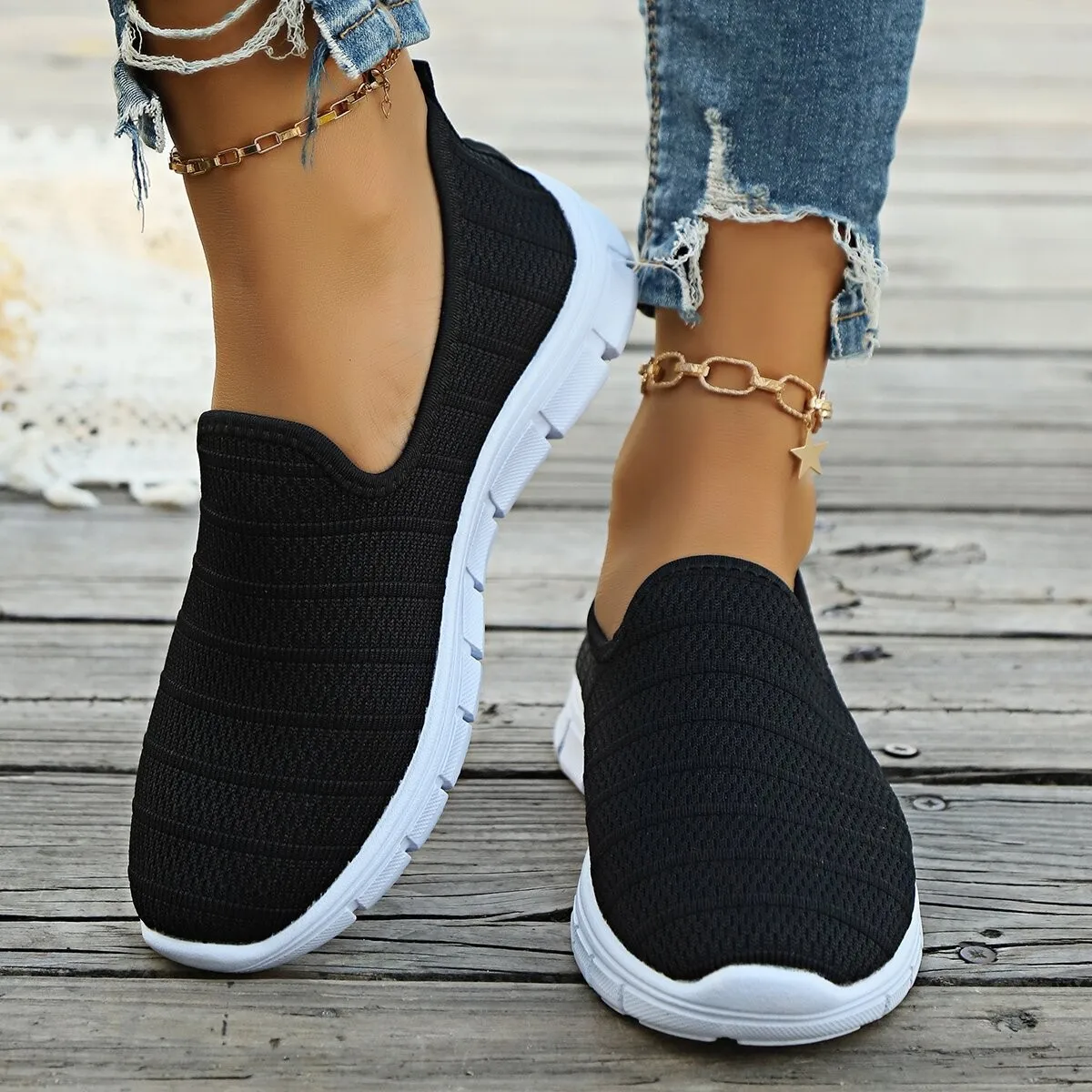 Women shoes Casual sneakers Women sneakers Summer Sneakers Slip On Flat Shoe Women's Fashion Casual Loafers Walking Shoe Outdoor Mesh Soft Bottom Sports