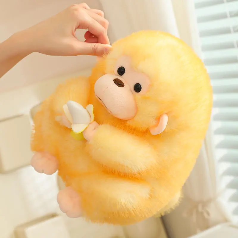 Hot Lovely Golden Monkey Plush Toy Monkey Holding Banana Dolls Kawaii Plush Toy Smooth Touch Soft Stuffed Animal Pillow Kid Gift